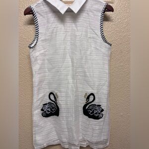 White Sleeveless Top with Black Swan Embroidery